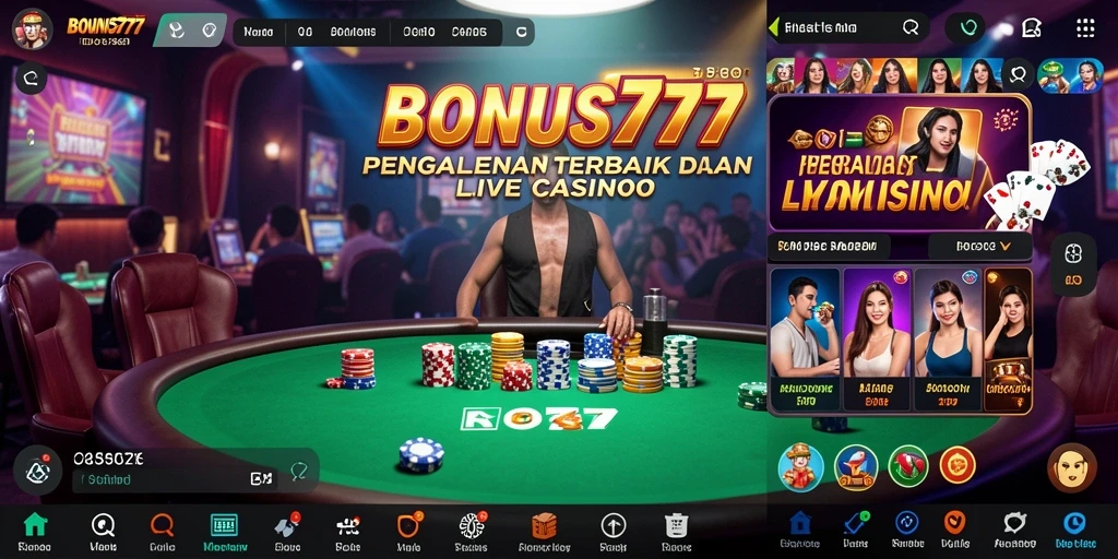Gameplay Live Casino yang mendebarkan di BONUS777 dengan dealer langsung.