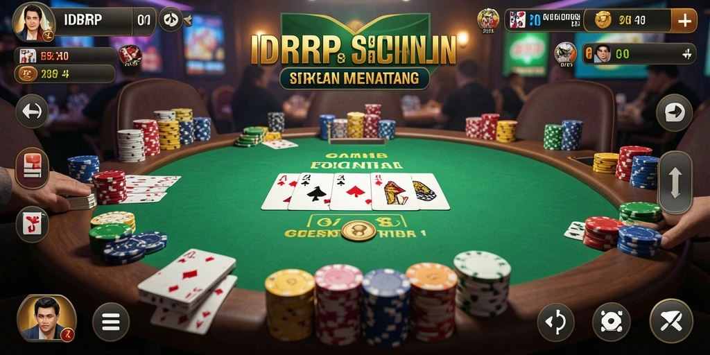 Gameplay seru dalam aplikasi poker IDRRP dengan pemain online.
