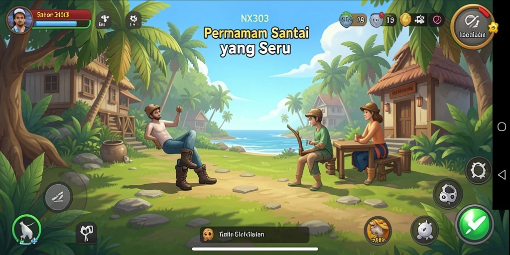 Tangkapan layar NX303 menunjukkan gameplay yang penuh warna dan seru.