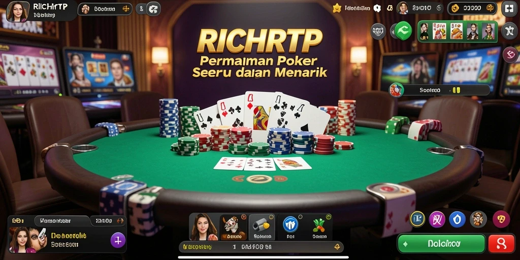 Tampilan gameplay RICHRTP yang seru dan interaktif di meja poker.