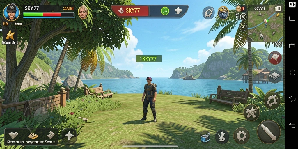 Tangkapan layar menunjukkan gameplay <strong>SKY77</strong> yang penuh warna dan menyenangkan.