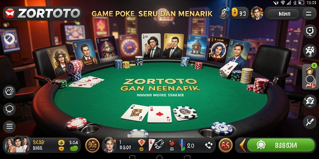 Screenshot ZORTOTO menampilkan gameplay Poker yang mendebarkan.